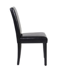 2x Wooden Frame Black Leatherette Dining Chairs with Solid Pine Legs