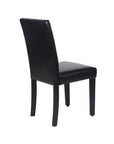 2x Wooden Frame Black Leatherette Dining Chairs with Solid Pine Legs