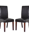 2x Wooden Frame Black Leatherette Dining Chairs with Solid Pine Legs