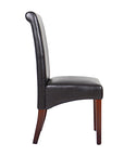 2x Wooden Frame Black Leatherette Dining Chairs with Solid Pine Legs