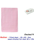 Checked Pink Bassinet Fitted Sheet with a Flat Sheet Sewed Attached