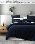 Bianca Lebron Indigo Jacquard Polyester Quilt Cover Set Double