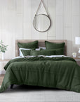 Bianca Sussex Forest Green Cotton Waffle Quilt Cover Set Queen