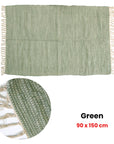 Large Chindi Cotton Handmade Floor Mat with Tassels 90 x 150 cm Green