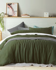 100% Linen Olive Quilt Cover Set Double