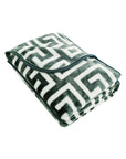 Bloomington 800GSM Greek Key Green Winter Premium Quality 1 Ply Mink Blanket Double