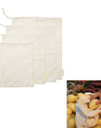 J Elliot Home Lemonade Karma Set of 4 Cotton Eco-Friendly Natural Muslin Storage Bag Set