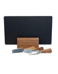 4pc Euroline Slate Wood 30cm Cheese Board w/ Plane Knife / Fork - Brown