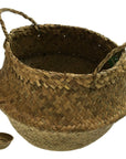 Round Belly Seagrass Small Storage Basket Straw Rattan Home Flower Pot Planter Wicker