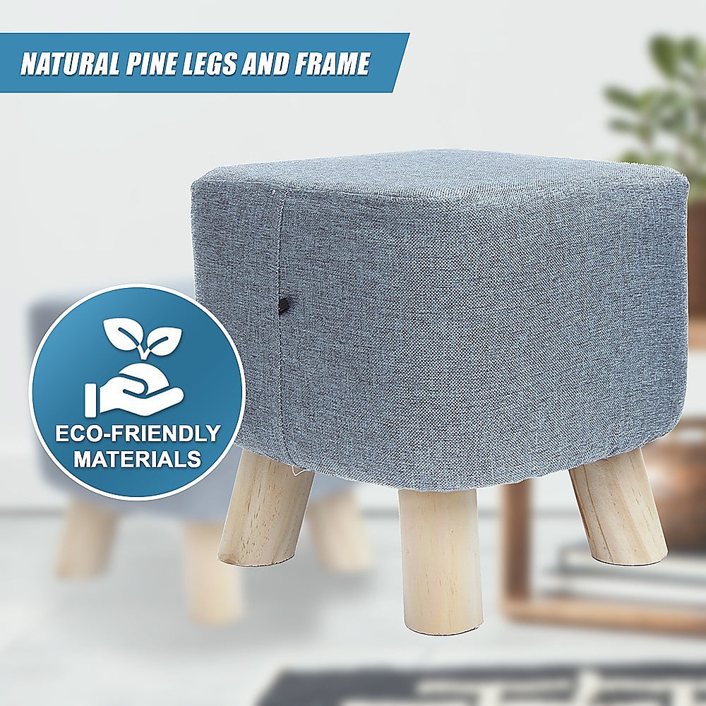 Fabric Ottoman Foot Stool Rest Pouffe Footstool Wood Storage Padded Seat