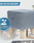 Fabric Ottoman Foot Stool Rest Pouffe Footstool Wood Storage Padded Seat