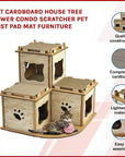 Cat Cardboard House Tree Tower Condo Scratcher Pet Post Pad Mat Furniture