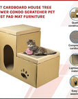 Cat Cardboard House Tree Tower Condo Scratcher Pet Post Pad Mat Furniture