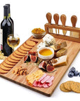 Stella Bamboo Cheese Charcuterie Board and Knife Set 7 Piece Rectangle 36x26cm Free Delivery