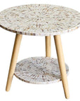 MOTHER OF PEARL MOSAIC HARMONY TW0-TIERED SIDE TABLE