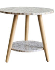 MOTHER OF PEARL MOSAIC HARMONY TW0-TIERED SIDE TABLE