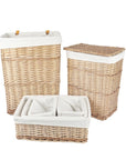 6 Piece Wicker Storage Baskets With Liner Set