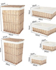 6 Piece Wicker Storage Baskets With Liner Set