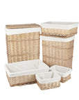 6 Piece Wicker Storage Baskets With Liner Set