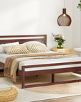 Artiss Bed Frame Double Size Wooden Walnut WITTON