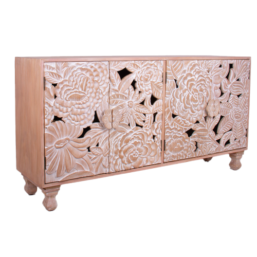 Natural Dahlia Floral Sideboard on angle 