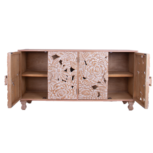 Natural Dahlia Floral Sideboard doors opened 