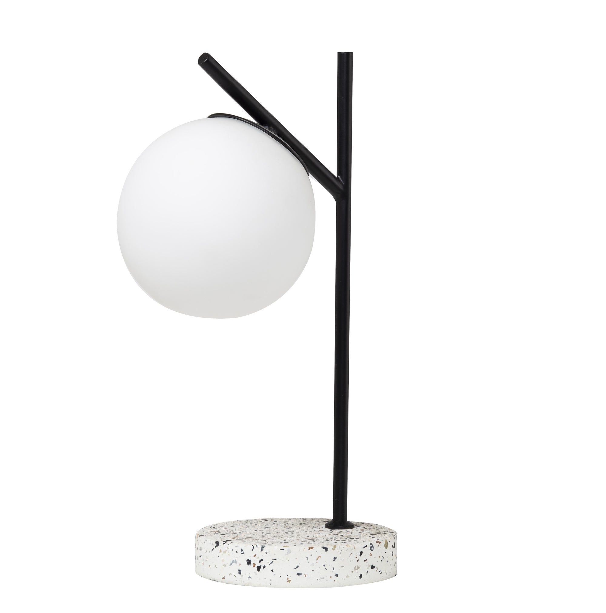 Black and white table lamp with terazzo base 
