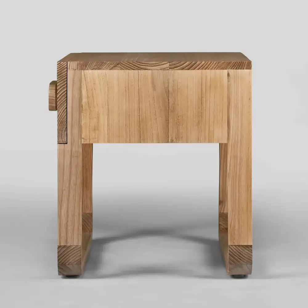 Wood Bedside Table side view 
