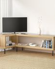 Corner Entertainment Unit TV Cabinet Display Storage Shelf Wooden Pine