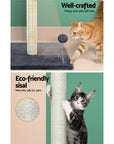 i.Pet Cat Tree Scratching Post Scratcher Tower Condo House Hanging toys Grey 105cm