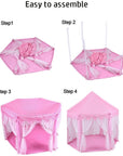 Princess Indoor Playhouse Toy Play Tent for Kids Toddlers with Mat Floor and Carry Bag (Pink)