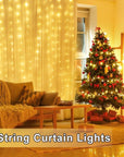 USB Powered 300 LED Curtain String Light with 8 Modes and Remote Control for Bedroom Party Wedding Decorations