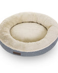 FEANDREA 55cm Dog Sofa Bed Round Shape Fabric Grey