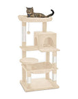 Floofi 118cm Plush Cat Condo Cat Tree Beige FI-CT-171-ZZ