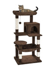 Floofi 118cm Plush Cat Condo Cat Tree Brown