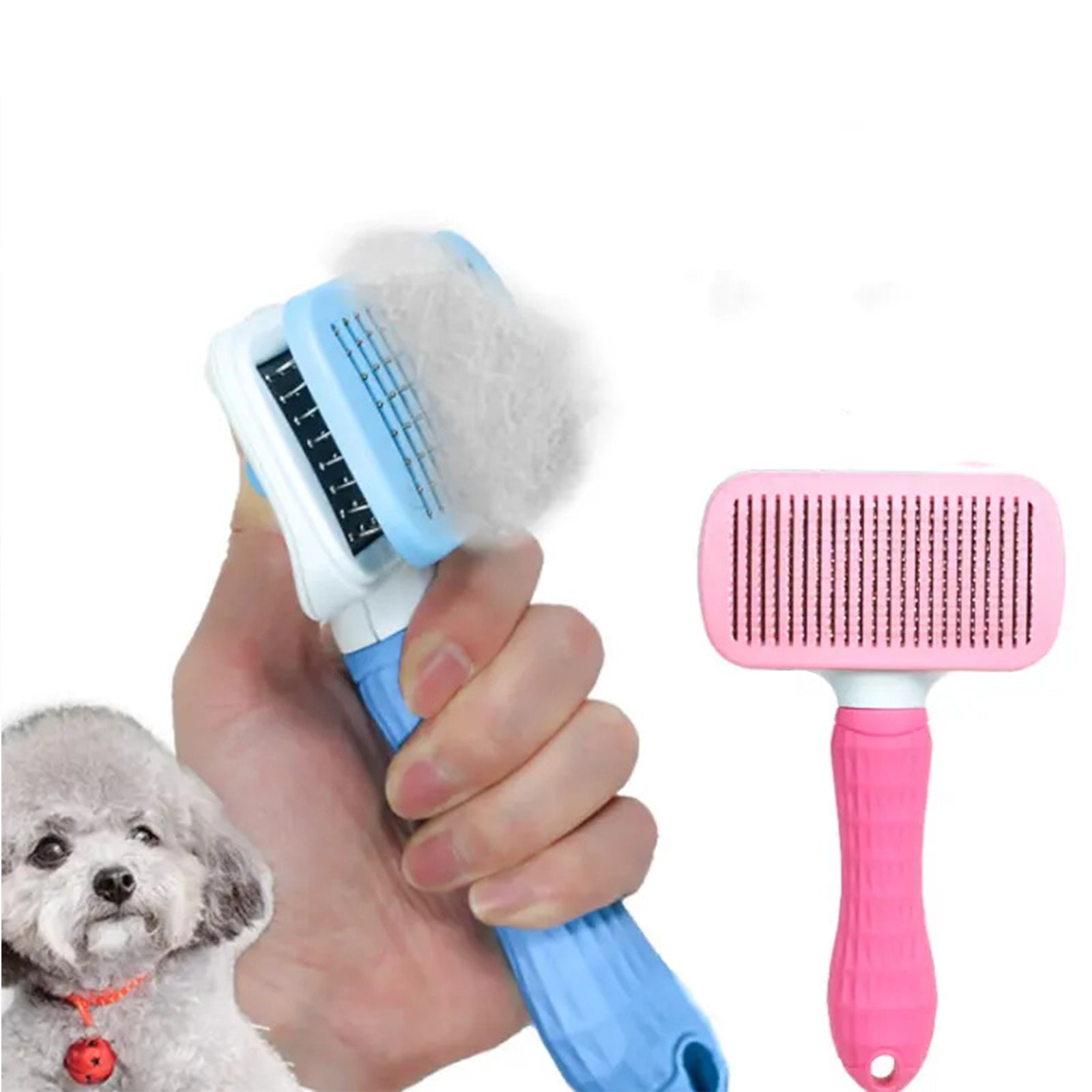 Pawfriends Pet Dog Cat Grooming Comb Brush Tool Gently Removes Loose Knots Mats Pink