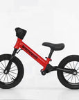 Bike Plus Kids Balance Bike Training Aluminium - Red with Suspension - 12" Rubber Tyres - Foot Pegs -Ride On No Pedal Push