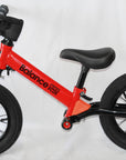 Bike Plus Kids Balance Bike Training Aluminium - Red with Suspension - 12" Rubber Tyres - Foot Pegs -Ride On No Pedal Push