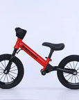 Bike Plus Kids Balance Bike Training Aluminium - Red with Suspension - 12" Rubber Tyres - Foot Pegs -Ride On No Pedal Push