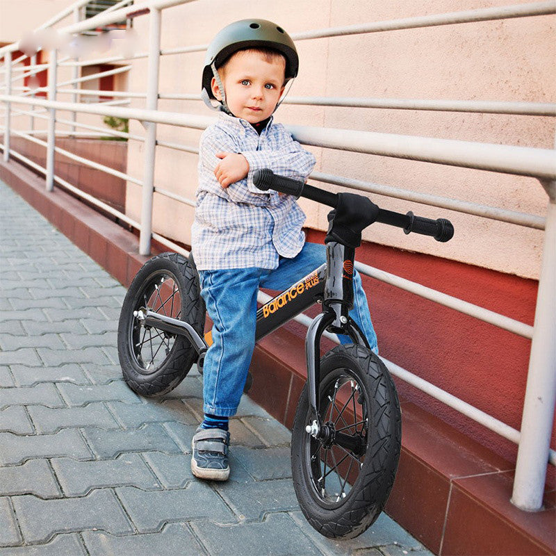 Bike Plus Kids Balance Bike Training Aluminium - Red with Suspension - 12&quot; Rubber Tyres - Foot Pegs -Ride On No Pedal Push