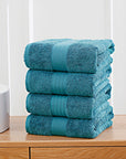 Linenland 4 Piece Cotton Bath Towels Set - Blue