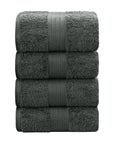 Linenland 4 Piece Cotton Bath Towels Set - Charcoal