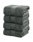 Linenland 4 Piece Cotton Bath Towels Set - Charcoal