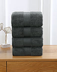 Linenland 4 Piece Cotton Bath Towels Set - Charcoal