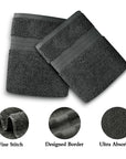 Linenland 4 Piece Cotton Bath Towels Set - Charcoal