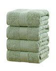 Linenland 4 Piece Cotton Bath Towels Set - Sage Green