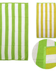 Set of 2 Reversible Cabana Striped Towels Lime/Yellow