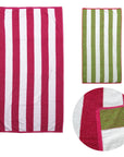 Set of 2 Reversible Cabana Striped Towels Hot Pink/Lime