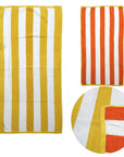 Set of 2 Reversible Cabana Striped Towels Yellow/Orange