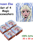 Caprice Frozen Elsa Set of 4 Cotton Licensed Magic Facewashers 30 x 30 cm